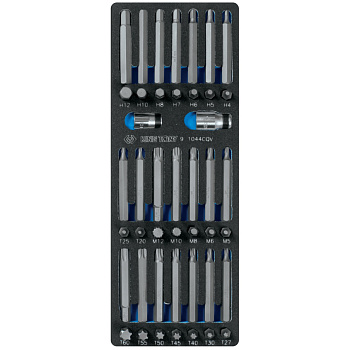 Набор вставок (бит) 10 мм, Torx, Spline, Hex, ложемент, 44 предмета KING TONY 9-1044CQV