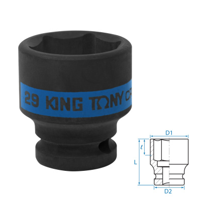KING TONY Головка торцевая ударная шестигранная 1/2", 29 мм