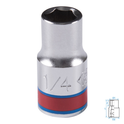 Головка торцевая стандартная шестигранная 1/4", 1/4", дюймовая KING TONY 233508S