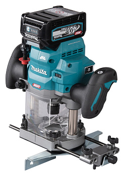 Фрезер погружной аккум. XGT 40V BL AWS XPT Makita RP001GZ • 12 мм • гл. погр. 0-60 мм • 8000-25 000 об/мин • пл. пуск • тормоз • защита от непр. включения • поддерж. об-тов под нагрузкой • микролифт • подсветка • без АКБ иЗУ