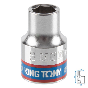 Головка торцевая стандартная шестигранная 3/8", 8 мм KING TONY 333508M