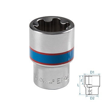 Головка торцевая TORX Plus 1/2", EP28, L = 45 мм KING TONY 433E28M