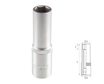 TOLSEN Головка торцевая глубокая шестигранная 1/2", 14 мм