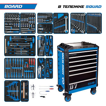 KING TONY Набор инструментов 325 предметов, "BOARD", в синей тележке