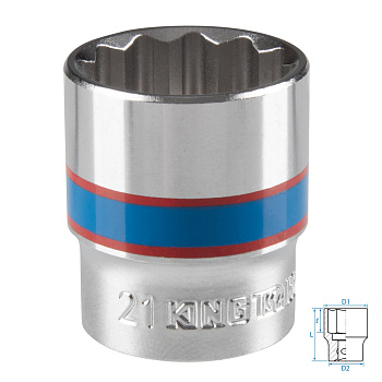 KING TONY Головка торцевая стандартная двенадцатигранная 3/8", 21 мм