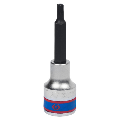 KING TONY Насадка (бита) торцевая 1/2", Torx, T27, L = 80 мм, с отверстием