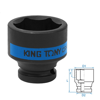 KING TONY Головка торцевая ударная шестигранная 1/2", 35 мм