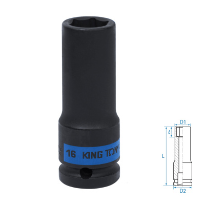 KING TONY Головка торцевая ударная глубокая шестигранная 1/2", 16 мм