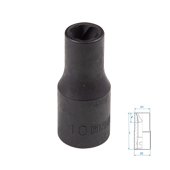 Головка для поврежденного крепежа 1/2", 10 мм KING TONY 9TD403-10M