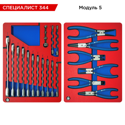 Набор инструментов 344 предмета, "СПЕЦИАЛИСТ 344", в серой тележке МАСТАК 52-07344G