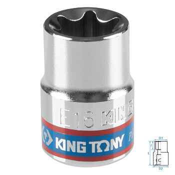 KING TONY Головка торцевая TORX Е-стандарт 3/8", E16, L = 28 мм