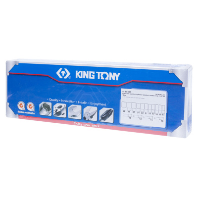 KING TONY Набор глубоких торцевых головок 1/2", двенадцатигранные, 10-32 мм, 15 предметов