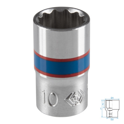 KING TONY Головка торцевая стандартная двенадцатигранная 1/4", 10 мм