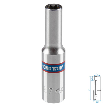 KING TONY Головка торцевая TORX Е-стандарт 1/4", E7, L = 50 мм