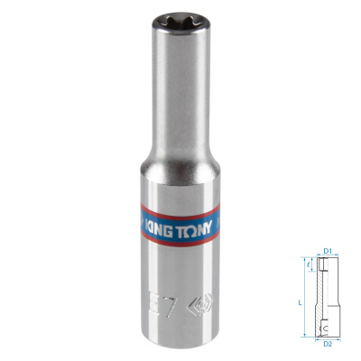 KING TONY Головка торцевая TORX Е-стандарт 1/4", E7, L = 50 мм