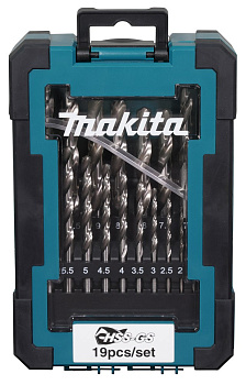 Набор сверл по металлу HSS-GS, 19 шт. Makita • 1-10 мм • шаг 0.5 мм