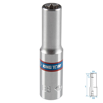 KING TONY Головка торцевая TORX Е-стандарт 1/4", E8, L = 50 мм
