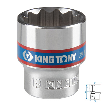 KING TONY Головка торцевая стандартная двенадцатигранная 3/8", 19 мм