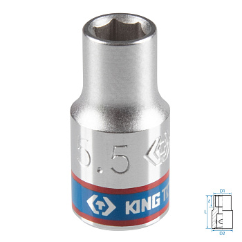 Головка торцевая стандартная шестигранная 1/4", 5,5 мм KING TONY 233555M