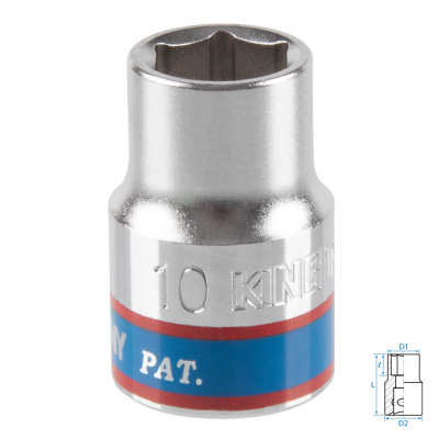 Головка торцевая стандартная шестигранная 3/8", 10 мм KING TONY 333510M