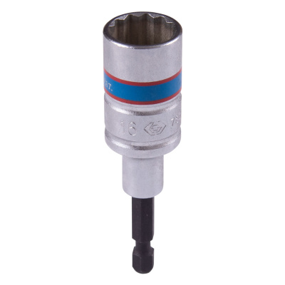 KING TONY Головка для шуруповерта двенадцатигранная 1/4", 16 мм, L = 80 мм