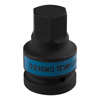 KING TONY Насадка (бита) ударная торцевая 1", HEX, 32 мм, L = 80 мм