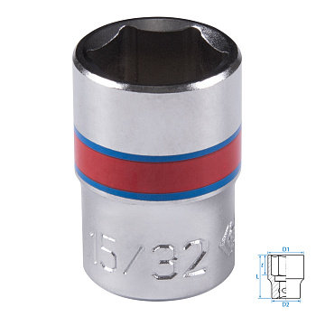 KING TONY Головка торцевая стандартная шестигранная 1/4", 15/32", дюймовая