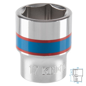 Головка торцевая стандартная шестигранная 3/8", 17 мм KING TONY 333517M