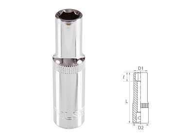 TOLSEN Головка торцевая глубокая шестигранная 3/8", 9 мм