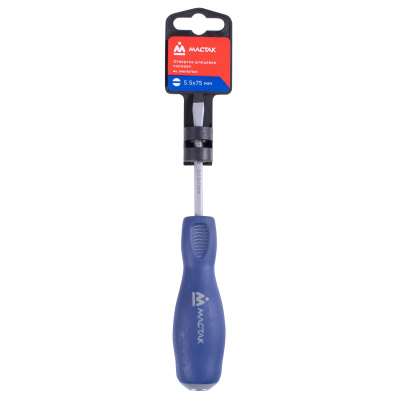 Отвертка шлицевая Slotted 5,5 мм, 75 мм, силовая, держатель МАСТАК 040-55752H