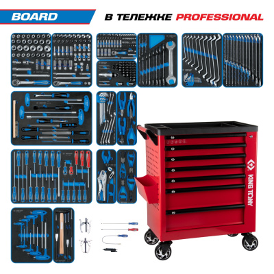 KING TONY Набор инструментов 325 предметов, "BOARD", в красной тележке