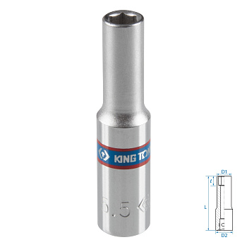 Головка торцевая глубокая шестигранная 1/4", 5,5 мм KING TONY 223555M
