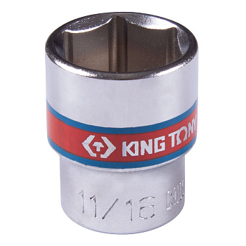 KING TONY Головка торцевая стандартная шестигранная 3/8", 11/16", дюймовая