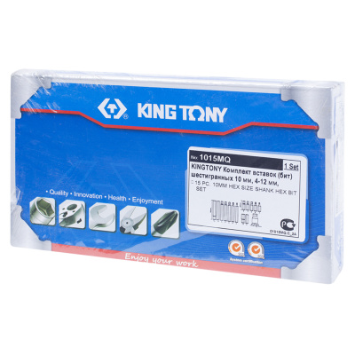 KING TONY Набор вставок (бит) 10 мм, Hex, 4-12 мм, 15 предметов