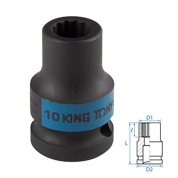 KING TONY Головка торцевая ударная двенадцатигранная 1/2", 10 мм
