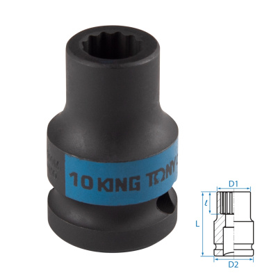 KING TONY Головка торцевая ударная двенадцатигранная 1/2", 10 мм