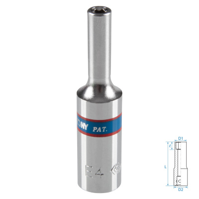 KING TONY Головка торцевая TORX Е-стандарт 1/4", E4, L = 50 мм