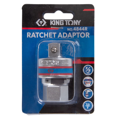 KING TONY Адаптер 1/2">1/2", трещоточный, 72 зубца