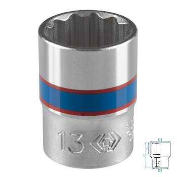 Головка торцевая стандартная двенадцатигранная 1/4", 13 мм KING TONY 233013M