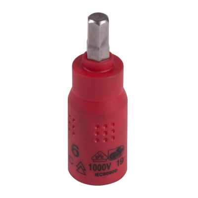 Насадка (бита) торцевая диэлектрическая 1/4", HEX, 6 мм, L = 54 мм KING TONY 2035VE06
