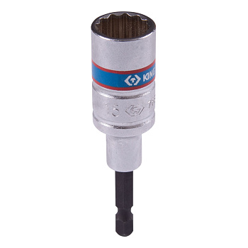 KING TONY Головка для шуруповерта двенадцатигранная 1/4", 15 мм, L = 80 мм