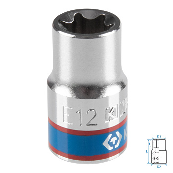 KING TONY Головка торцевая TORX Е-стандарт 3/8", E12, L = 28 мм