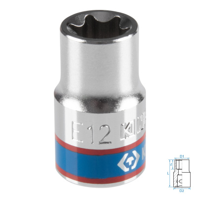 KING TONY Головка торцевая TORX Е-стандарт 3/8", E12, L = 28 мм
