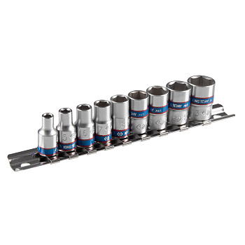 Набор торцевых головок 1/4", шестигранные, 4-13 мм, 9 предметов KING TONY 2509MR