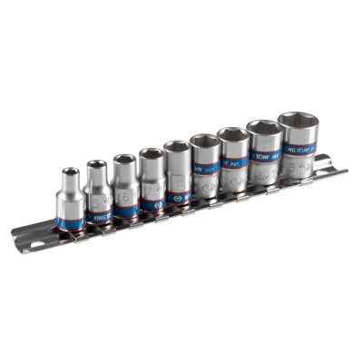 Набор торцевых головок 1/4", шестигранные, 4-13 мм, 9 предметов KING TONY 2509MR