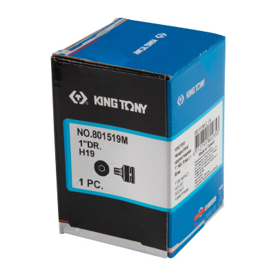 KING TONY Насадка (бита) ударная торцевая 1", HEX, 19 мм, L = 80 мм