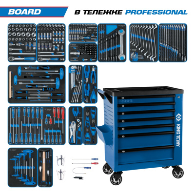 KING TONY Набор инструментов 325 предметов, "BOARD", в синей тележке