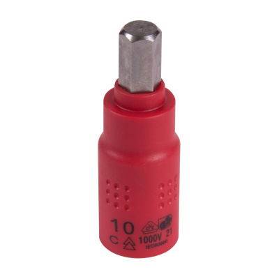 Насадка (бита) торцевая диэлектрическая 3/8", HEX, 10 мм, L = 65 мм KING TONY 3025VE10
