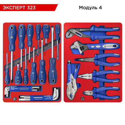 МАСТАК Набор инструментов 323 предмета, "ЭКСПЕРТ 323", в синей тележке