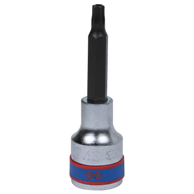 KING TONY Насадка (бита) торцевая 1/2", Torx, T30, L = 80 мм, с отверстием